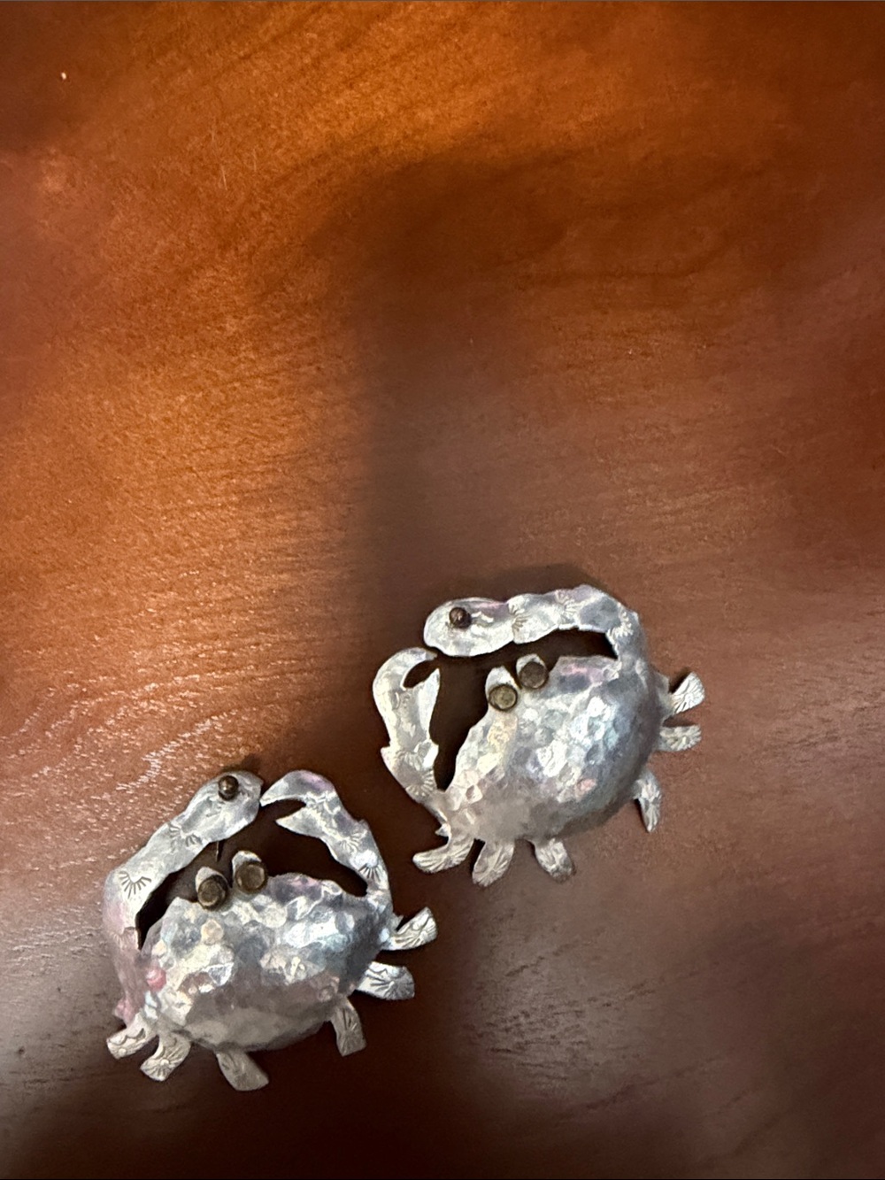 Ultra Lite Hammered Silver Crab Pierced Earrings